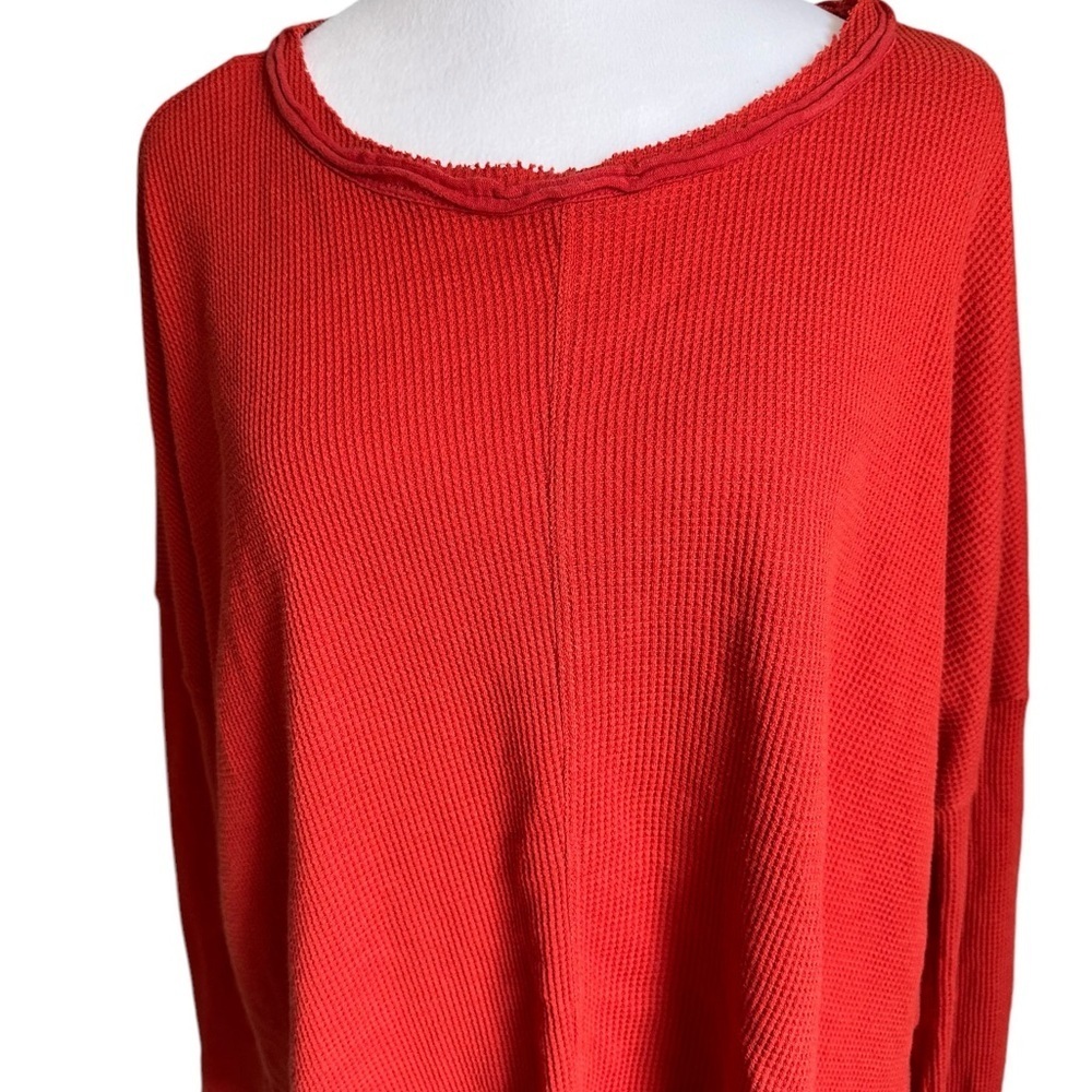 Anthropologie | Nori Red Waffle Knit Thermal Pullover Sweater Over Tunic… - Picture 7 of 17
